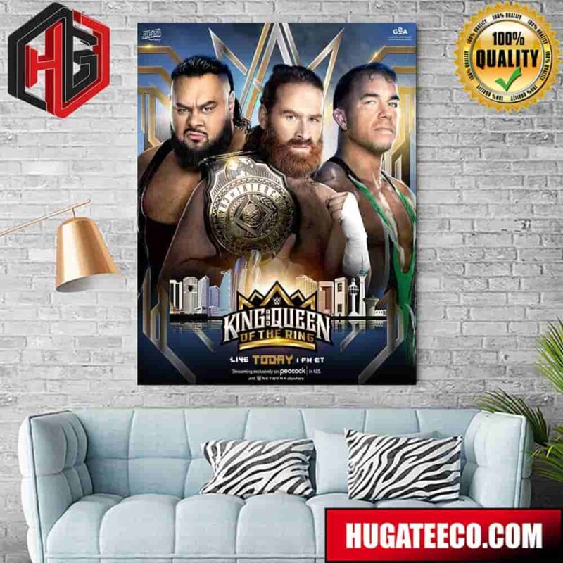 Sami Zayn Defends Against Big Bronson Reed And Chad Gable WWE King And Queen Of The Ring Home Decor Poster Canvas