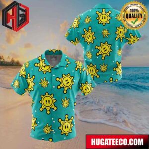 Shine Sprite Pattern Super Mario Button Up Animeape Hawaiian Shirt
