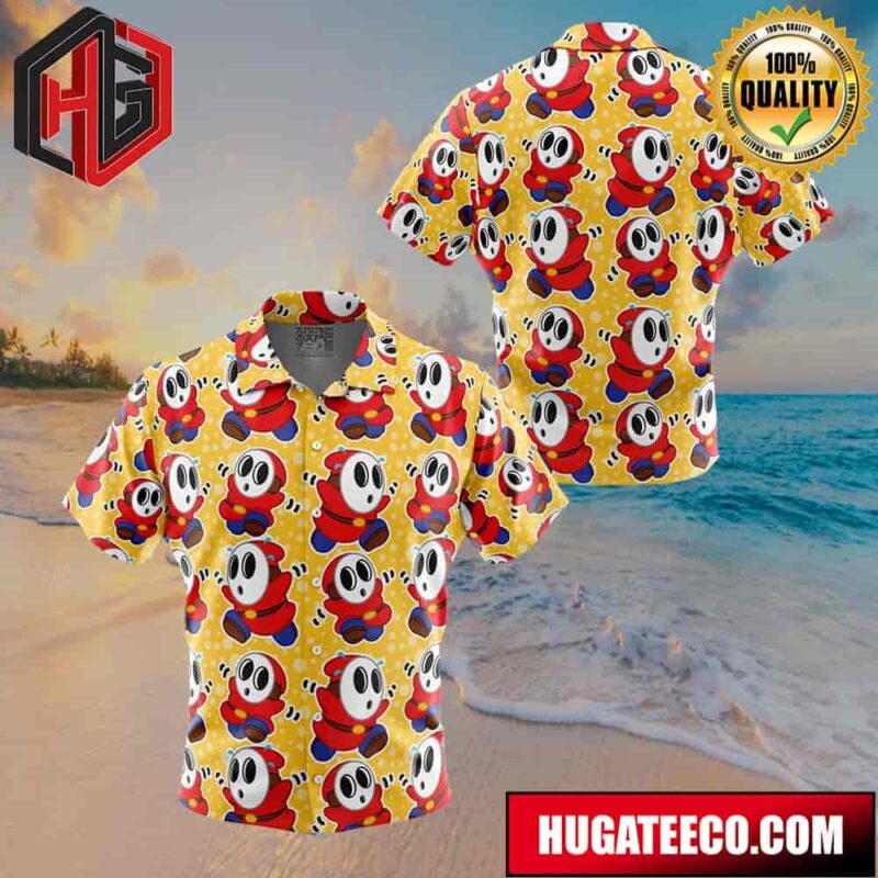Shy Guy Super Mario Bros Button Up Animeape Hawaiian Shirt