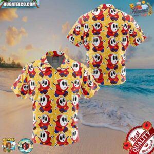 Shy Guy Super Mario Bros Button Up Hawaiian Shirt