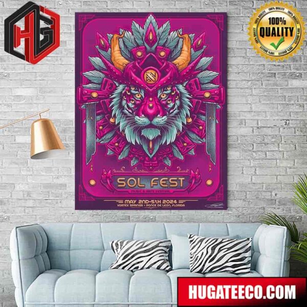 Sol Fest May 2nd 5th 2024 Vortex Springs Ponce De Leon Florida Official Poster Home Decor Poster Canvas