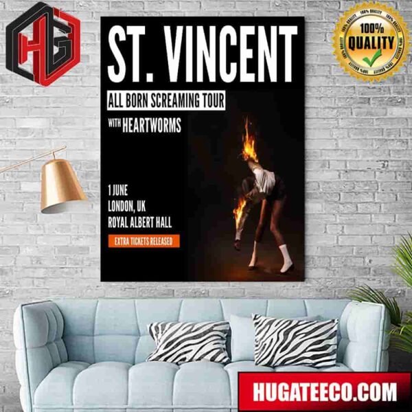 St Vincent All Born Screaming Tour 2024 With Heartworms At Royal Albert Hall London Uk On June 1 Home Decor Poster Canvas