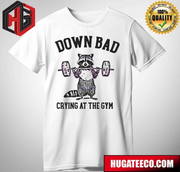 Taylor Swift Down Bad Crying At The Gym Rocket Racoon Meme T-Shirt