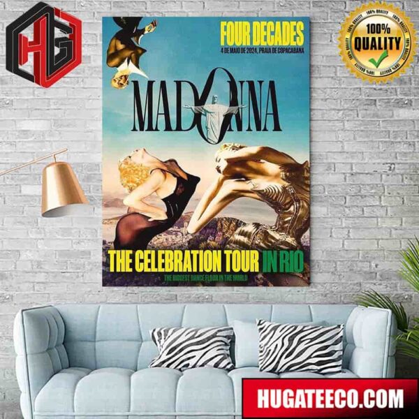 The Celebration Tour In Rio The Biggest Dance Floor In The World Madonna Four Decades 4 De Maio De 2024 Praia De Copacabana Home Decor Poster Canvas