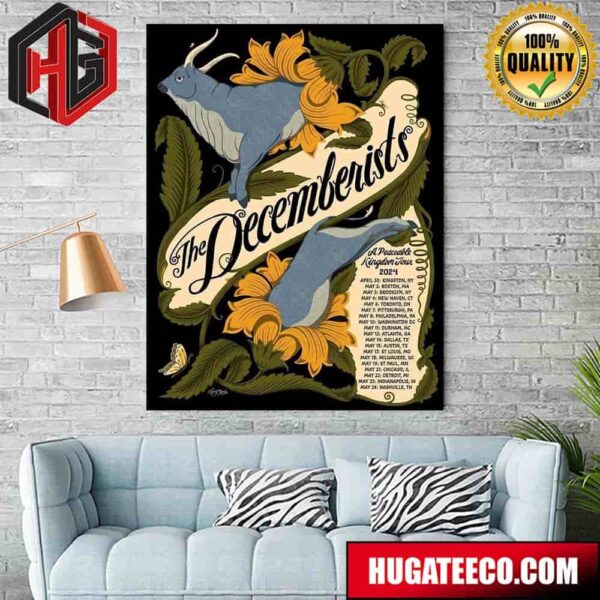 The Decemberists Show A Peaceable Kingdom Tour 2024 Schedule List Poster Canvas