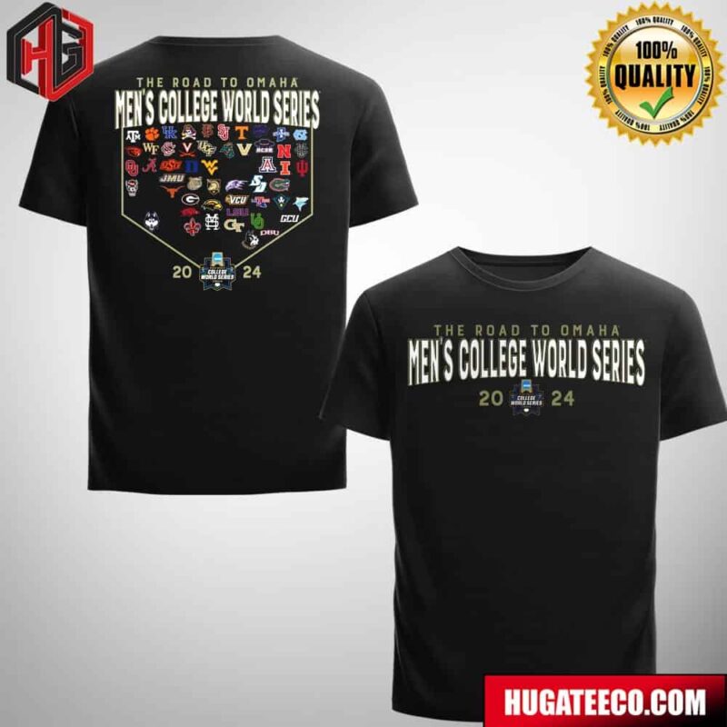 The Road To Omaha Men’s Baseball College World Series 2024 NCAA 64 Team Pitchers Duel T-Shirt