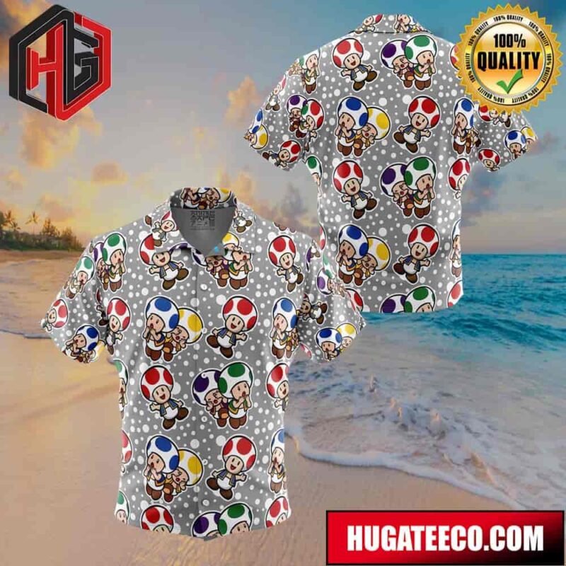 Toad Super Mario Bros Button Up Animeape Hawaiian Shirt