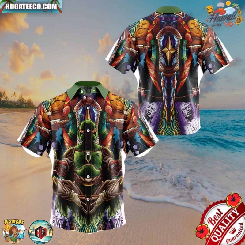 Trippy Boba Fett Star Wars Button Up Hawaiian Shirt