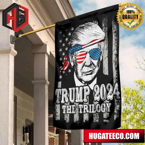 Trump 2024 Flag American Flag Vintage Donald Trump The Trilogy Donald Trump 2024 Wall Decor 2 Sides Garden House Flag