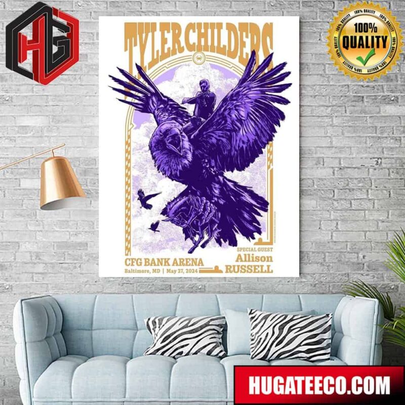 Tyler Childers Poster For Tonight’s Gig May 27th 2024 At Cfg Bank Arena In Baltimore Md With Special Guest Allison Russell Poster Canvas