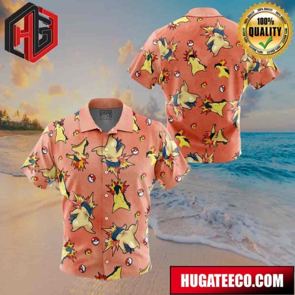 Typhlosion Pattern Pokemon Button Up Animeape Hawaiian Shirt