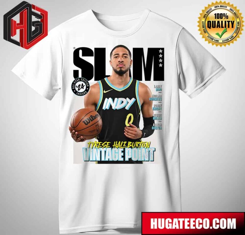 Tyrese Haliburton Vintage Pont All-Star Edition 2024 Indiana Pacers Cover SLAM T-Shirt