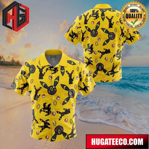 Umbreon Pattern Pokemon Button Up Animeape Hawaiian Shirt