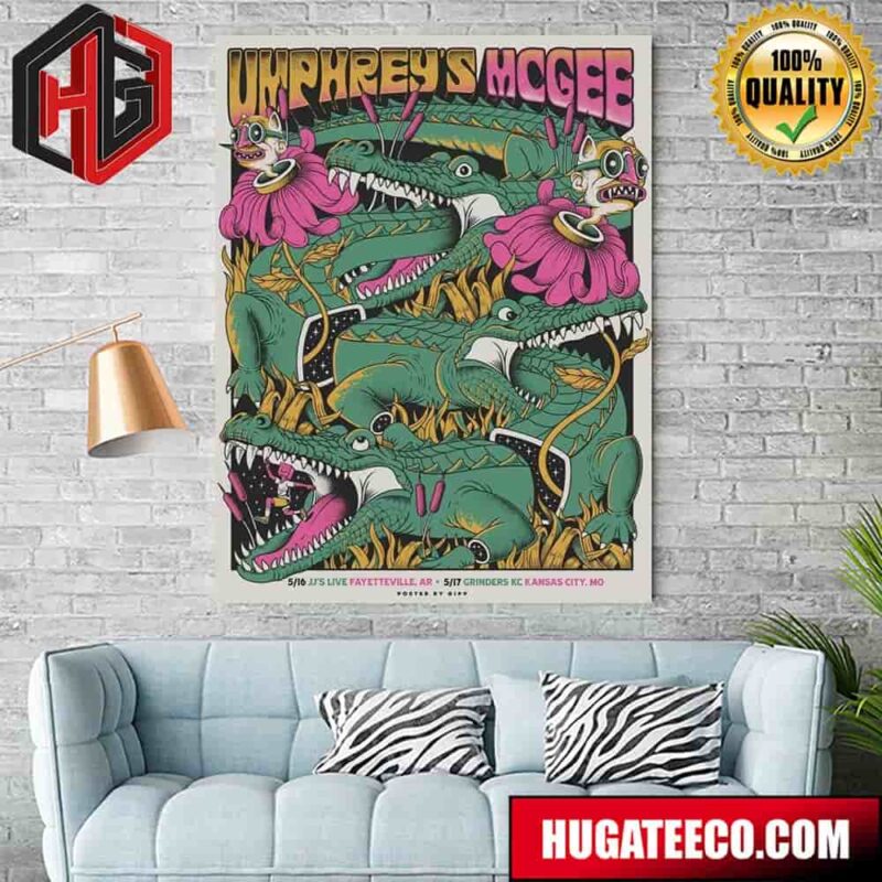 Umphrey’s Mcgee May 16 2024 Jj’s Live At Fayetteville Ar 17 May 2024 Grinders Kc Kansas City Mo Home Decor Poster Canvas