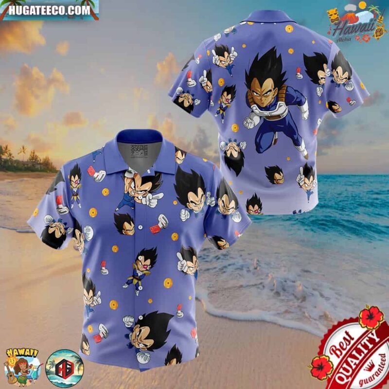 Vegeta Pattern Dragon Ball Button Up Hawaiian Shirt