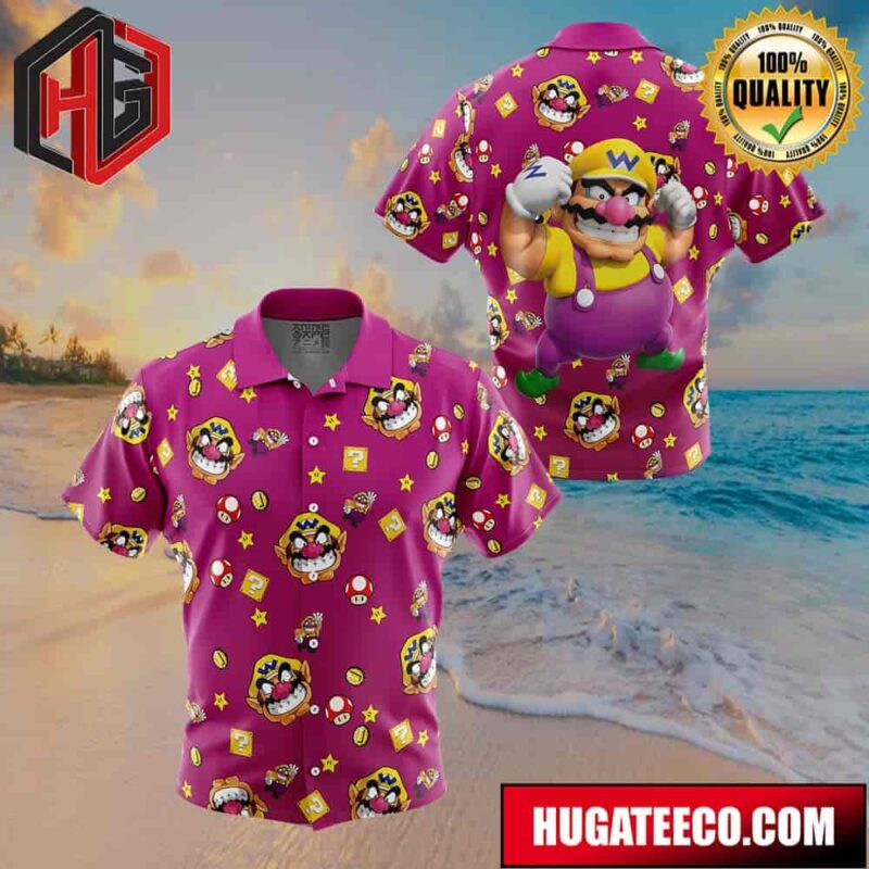 Wario Pattern Super Mario Button Up Animeape Hawaiian Shirt