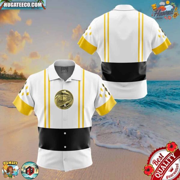 White Ranger Ranger Ninjetti Mighty Morphin Power Rangers Button Up Hawaiian Shirt