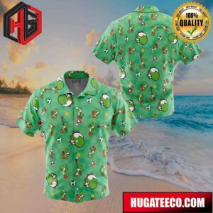Yoshi Pattern Super Mario Button Up Animeape Hawaiian Shirt