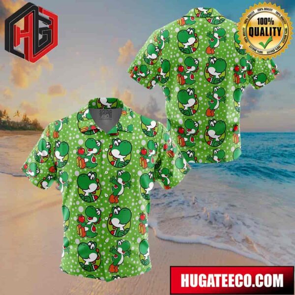 Yoshi Super Mario Bros Button Up Animeape Hawaiian Shirt