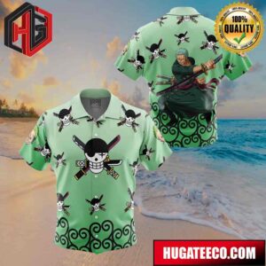Zoro Pattern One Piece Button Up Animeape Hawaiian Shirt