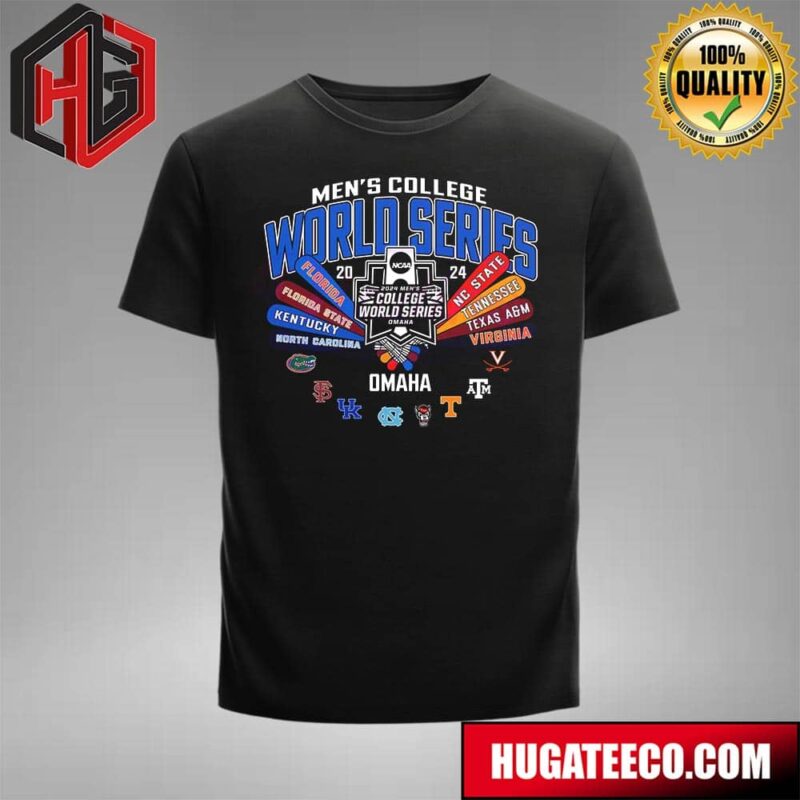2024 NCAA Mens Cross Bat Multi Team College World Series Omaha Unisex T-Shirt