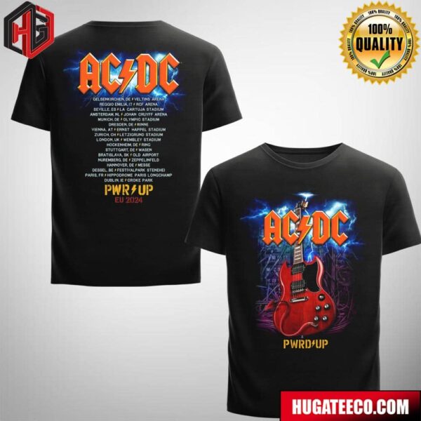 AC DC PWR UP Angus Guitar 2024 EU Tour Two Sides T-Shirt
