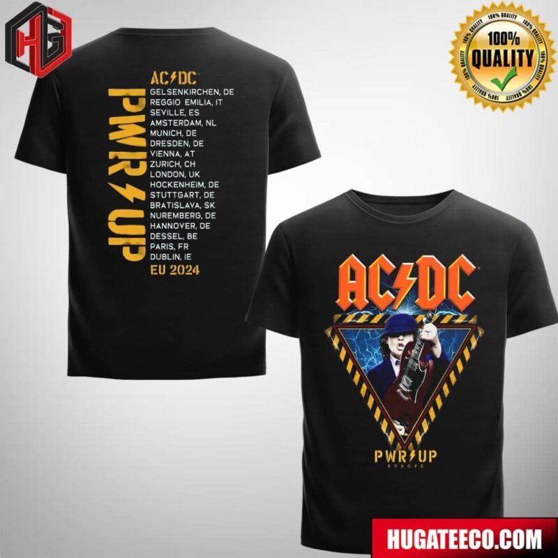 AC DC PWR Up Angus Triangle 2024 EU Tour Two Sides T-Shirt