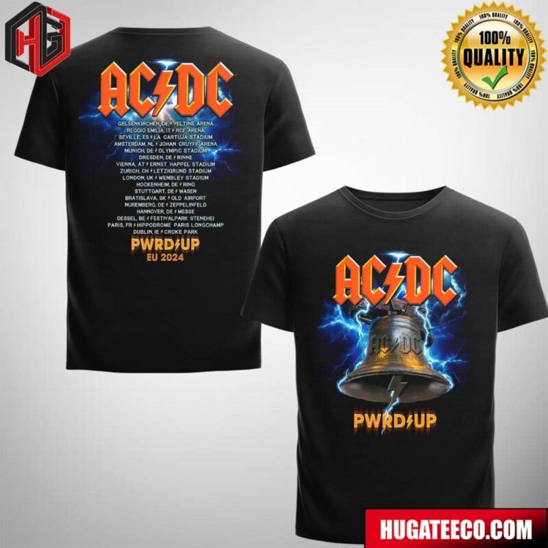 AC DC PWRD Up Angus Hells Bells 2024 EU Tour Two Sides T-Shirt