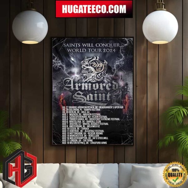 Armored Saint Will Conquer World Tour 2024 Schedule List Home Decor Poster Canvas