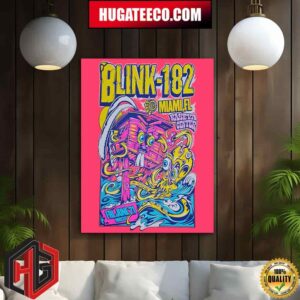 Blink-182’s Official Poster For Their Show On Fri June 21 Mmxxiv At Kaseya Center In Miami Fl Home Decor Poster Canvas