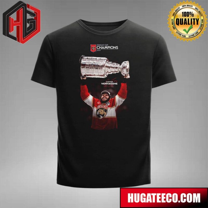 Carter Verhaeghe And His Signature 2024 Stanley Cup Champion Florida Panthers T-Shirt