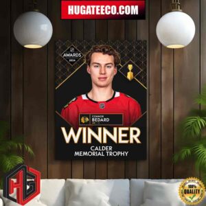 Connor Bedard Chicago Blackhawks NHL Is The 2024 Calder Memorial Trophy Winner Home Decor Poster Canvas