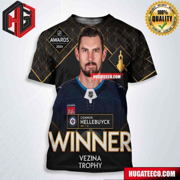 Connor Hellebuyck Winnipeg Jets NHL Is This Year’s Vezina Trophy Winner As The League’s Best Goaltender All Over Print Shirt