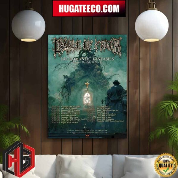 Cradle Of Filth Tour 2024 Necromantic Fantasies Schedule List Date Home Decor Poster Canvas