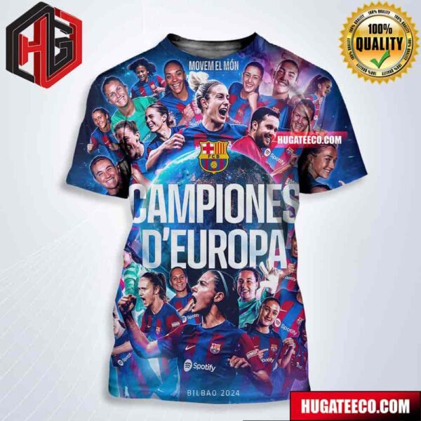 Fc Barcelona Femeni Capiones Copa De La Reina 2023-2024 Women Champions All Over Print Shirt