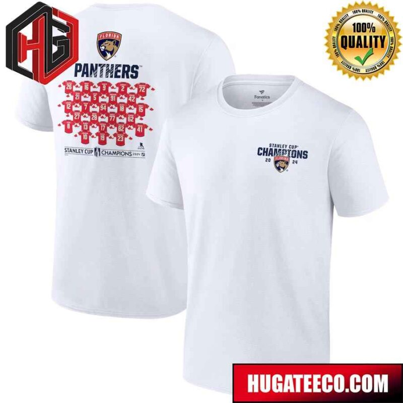 Florida Panthers X Fanatics 2024 NHL Stanley Cup Champions Jersey Roster Two Sides T-Shirt
