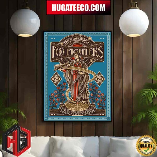 Foo Fighters Live In Manchester Round 2 Tonight Emirates Old Trafford June 15th 2024 By Florian Schommer Limited Poster Tour Home Decor Poster Canvas