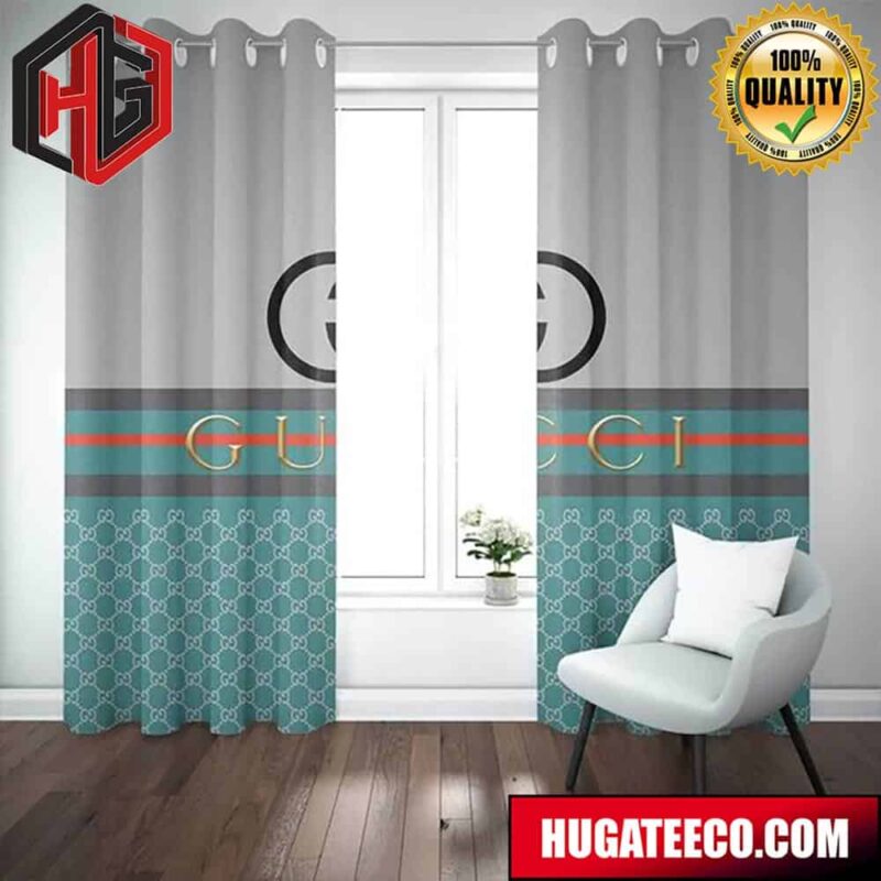 Gucci Logo Fashion Luxury Brand Home Decor For Living Room And Bed Room Window Curtains