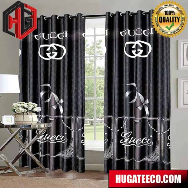 Gucci Text Logo Shadow Back Ground Fashion Luxury Brand Home Decor For Living Room And Bed Room Window Curtains