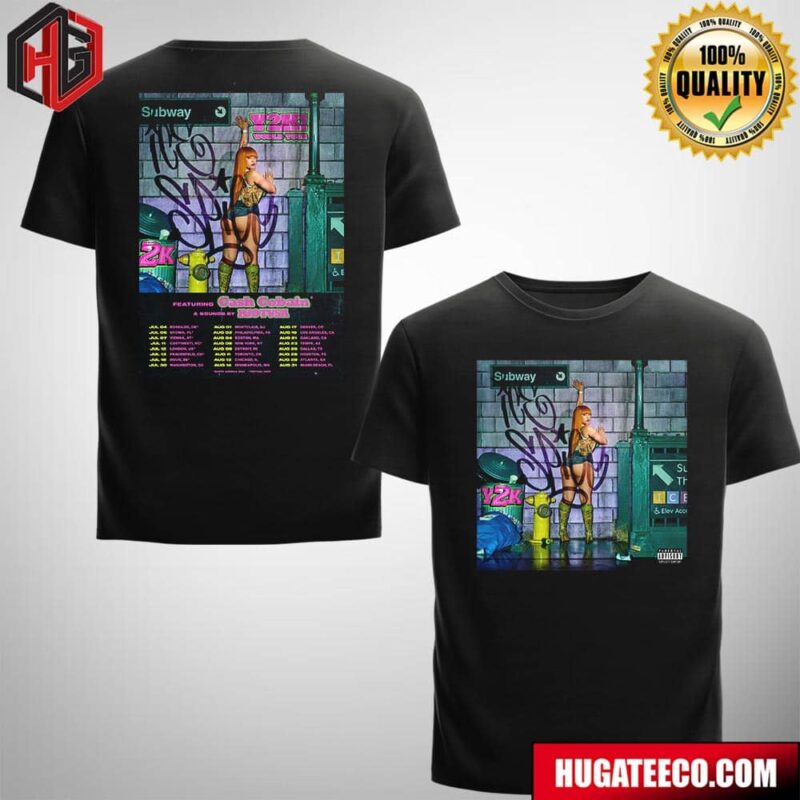 Ice Spice Announces Her First Headlining Tour Y2K World Tour 2024 Ft Cash Cobain And Sound Byu Riotusa Schedule List Kicking Off In July Two Sides T-Shirt