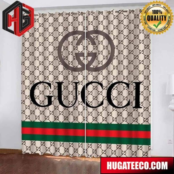 Incredible Gucci Big Logo Fashion Luxury Brand Home Decor For Living Room And Bed Room Window Curtains