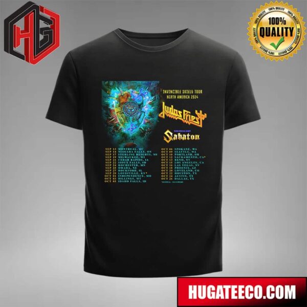 Invincible Shield Tour North America 2024 Judas Priest With Special Guest Sabaton Dates Announced For September And October 2024 Schedule List T-Shirt
