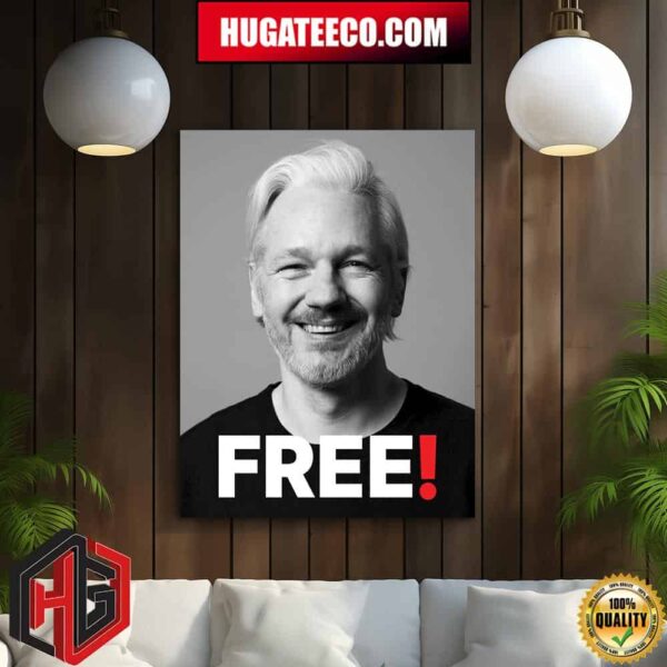 Julian Assange Is Free Home Decor Poster Canvas