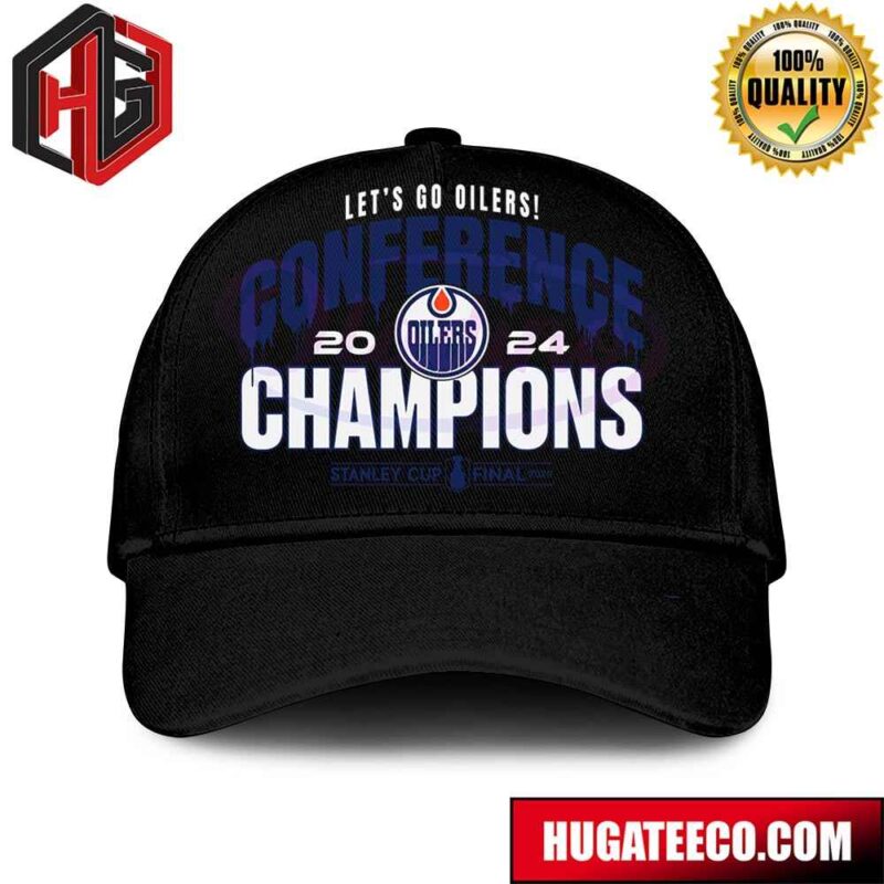 Lets Go Edmonton Oilers 2024 NHL Stanley Cup Final Conference Champion Hat-Cap