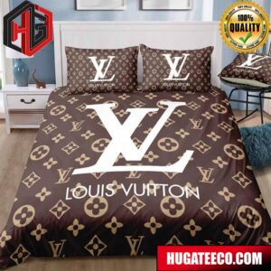 Louis Vuitton Luxury And Fashion Brand Brown Monogram Comforter For Bedroom Queen Bedding Set