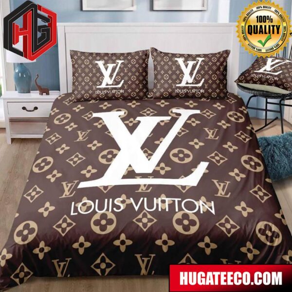 Louis Vuitton Luxury And Fashion Brand Brown Monogram Comforter For Bedroom Queen Bedding Set
