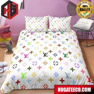 Louis Vuitton Luxury And Fashion Brand Colorful Monogram Comforter For Bedroom Queen Bedding Set