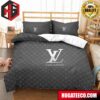 Louis Vuitton Luxury And Fashion Brand Grey Monogram Comforter For Bedroom Queen Bedding Set