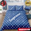 Louis Vuitton X Supreme Luxury And Fashion Brand Teddy Bear For Bedroom Queen Bedding Set