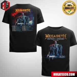 Megadeth Destroy All Enemies Tour 2024 With Mudvayne All That Reamains On Thursday August 15 Los Angeles CA Two Sides Fan Gift Merchandise T-Shirt